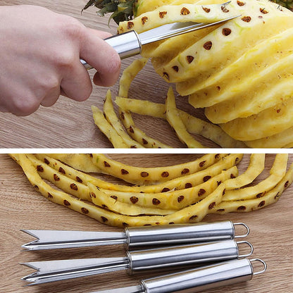 1Pc Silver Pineapple Eye Peeler Remover Tool,Multipurpose Pineapple Eye Clip,Pineapple Eye Cutter V Shape Stainless Steel Pineapple Eye Peeler Remover for Home Kitchen Fruit Tool Peelers Slicers