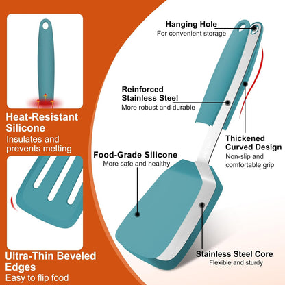 2 Pack Silicone Kitchen Spatula Set, 600°F Heat Resistant (Black)