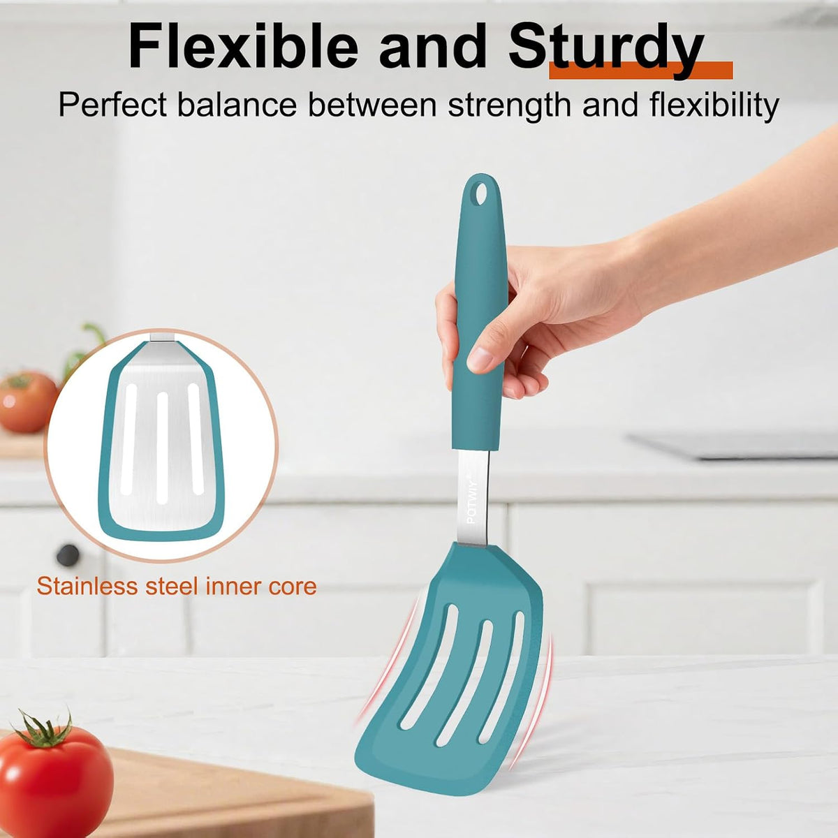 2 Pack Silicone Kitchen Spatula Set, 600°F Heat Resistant (Black)