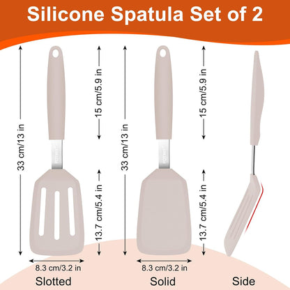 2 Pack Silicone Kitchen Spatula Set, 600°F Heat Resistant (Black)