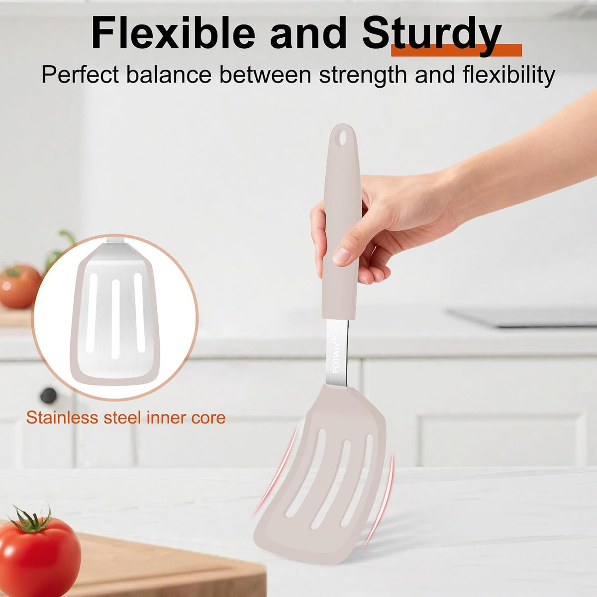 2 Pack Silicone Kitchen Spatula Set, 600°F Heat Resistant (Black)