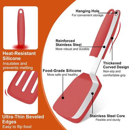 2 Pack Silicone Kitchen Spatula Set, 600°F Heat Resistant (Black)