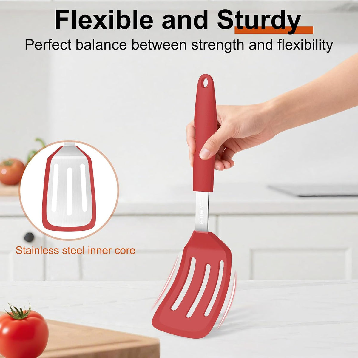 2 Pack Silicone Kitchen Spatula Set, 600°F Heat Resistant (Black)