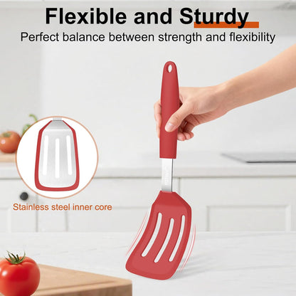 2 Pack Silicone Kitchen Spatula Set, 600°F Heat Resistant (Black)
