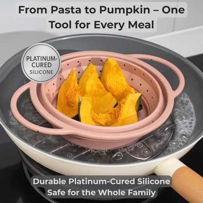 Collapsible Silicone Colander Set, Stainless Steel Rim (3 Pk)