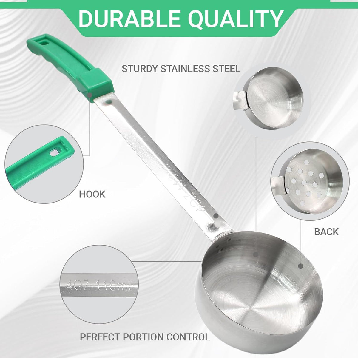 4PCS 4 oz Portion Control Serving Spoons, Green