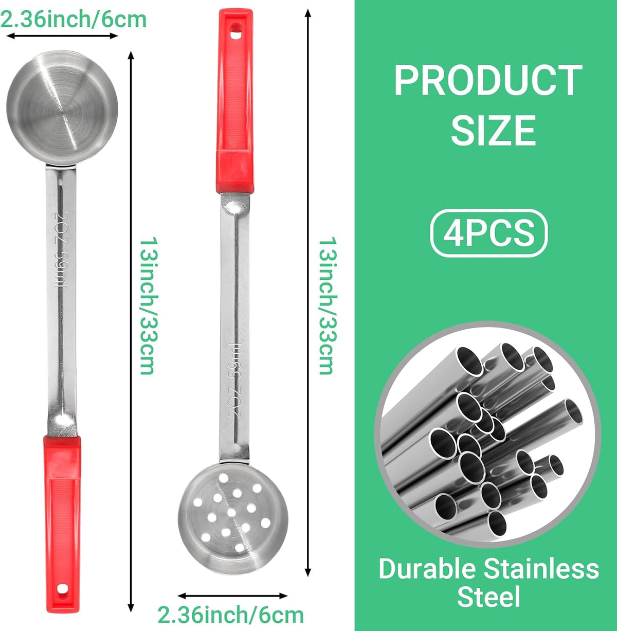 4PCS 4 oz Portion Control Serving Spoons, Green