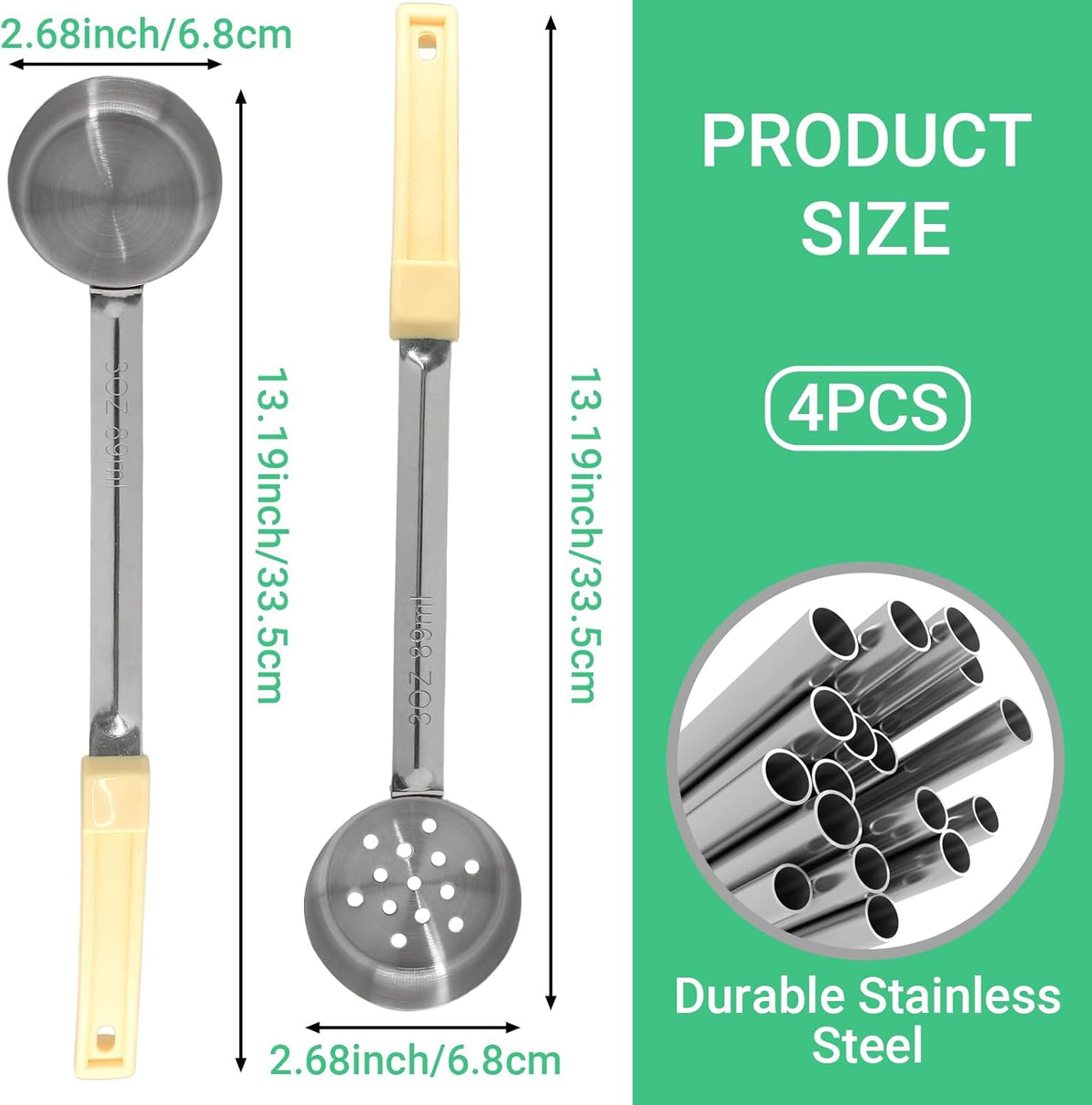 4PCS 4 oz Portion Control Serving Spoons, Green