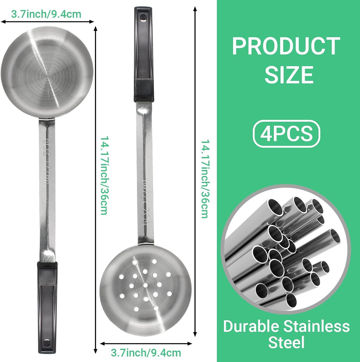 4PCS 4 oz Portion Control Serving Spoons, Green