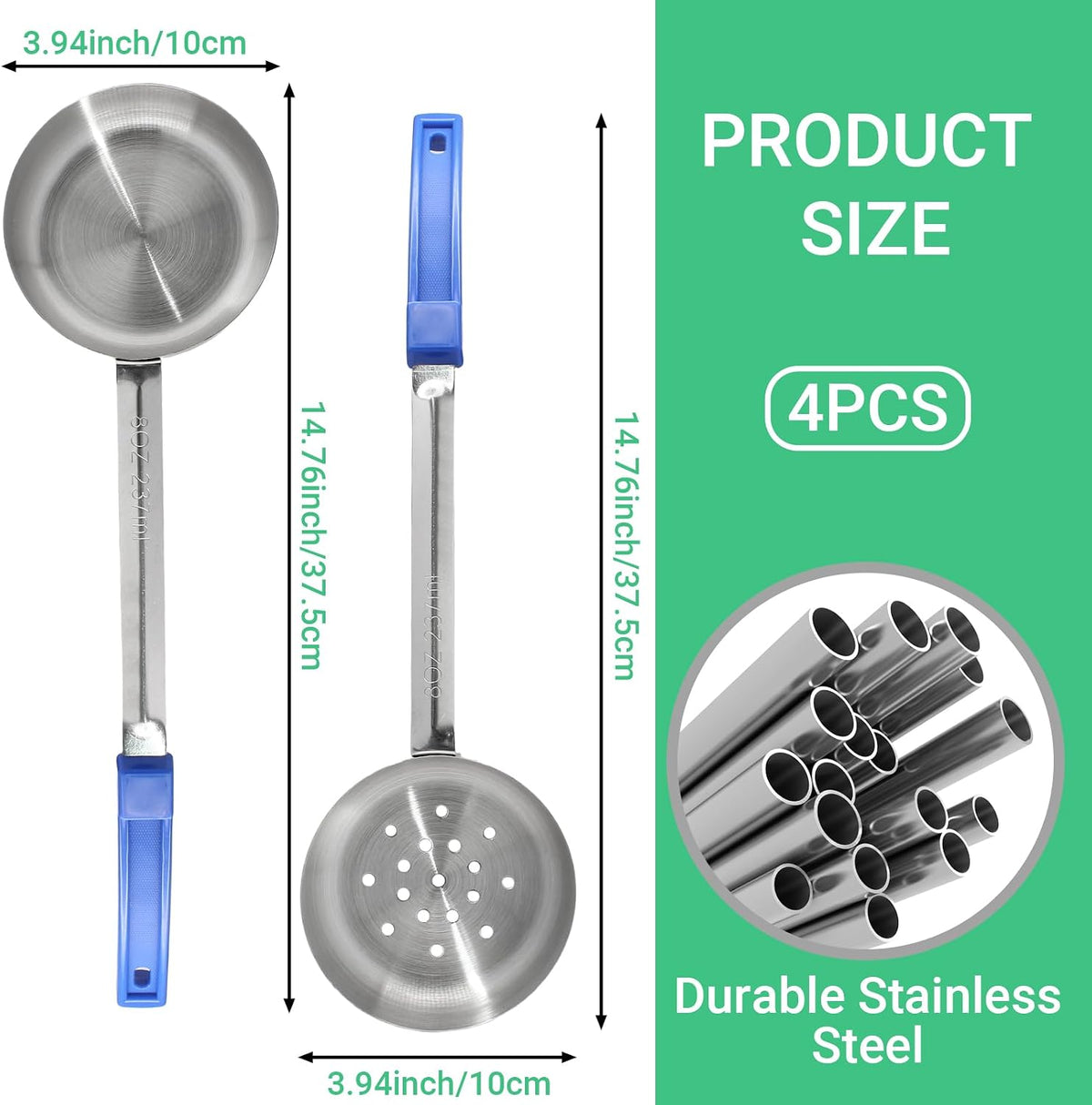 4PCS 4 oz Portion Control Serving Spoons, Green