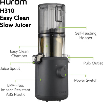H310 Easy Clean Slow Juicer, Lavender | Compact | Quiet Motor | Hopper Fits Whole Produce | Scrub Free | Easy Assembly | Cold Press Masticating Juicer