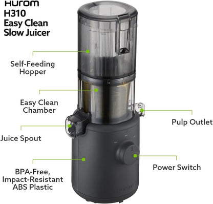 H310 Easy Clean Slow Juicer, Lavender | Compact | Quiet Motor | Hopper Fits Whole Produce | Scrub Free | Easy Assembly | Cold Press Masticating Juicer