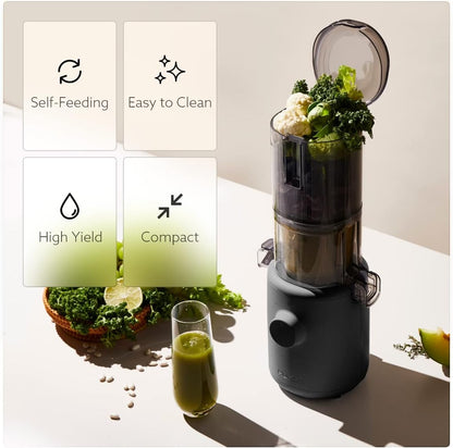 H310 Easy Clean Slow Juicer, Lavender | Compact | Quiet Motor | Hopper Fits Whole Produce | Scrub Free | Easy Assembly | Cold Press Masticating Juicer