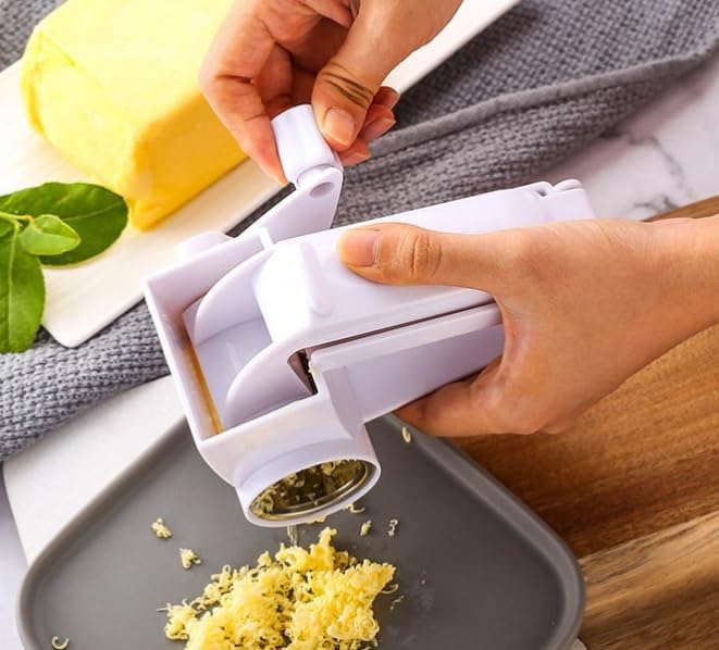 Olive Garden Rotary Cheese Grater with 2 Stainless Steel Drums for Hard Cheese, Parmesan，Nuts, Chocolate White