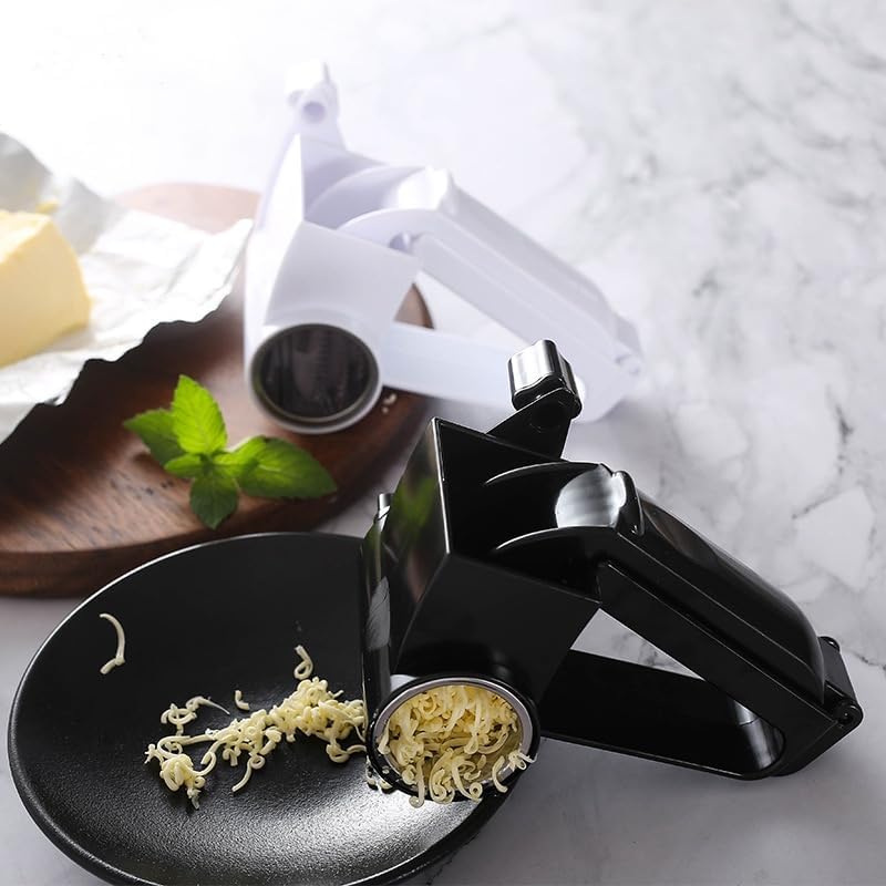 Olive Garden Rotary Cheese Grater with 2 Stainless Steel Drums for Hard Cheese, Parmesan，Nuts, Chocolate White