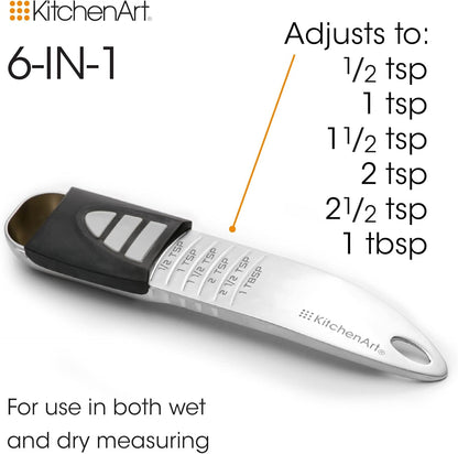 Stainless Steel Pro Sliding Adjust-A-Tablespoon and Teaspoon, Adjustable Measuring Spoon Set