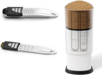 Stainless Steel Pro Sliding Adjust-A-Tablespoon and Teaspoon, Adjustable Measuring Spoon Set