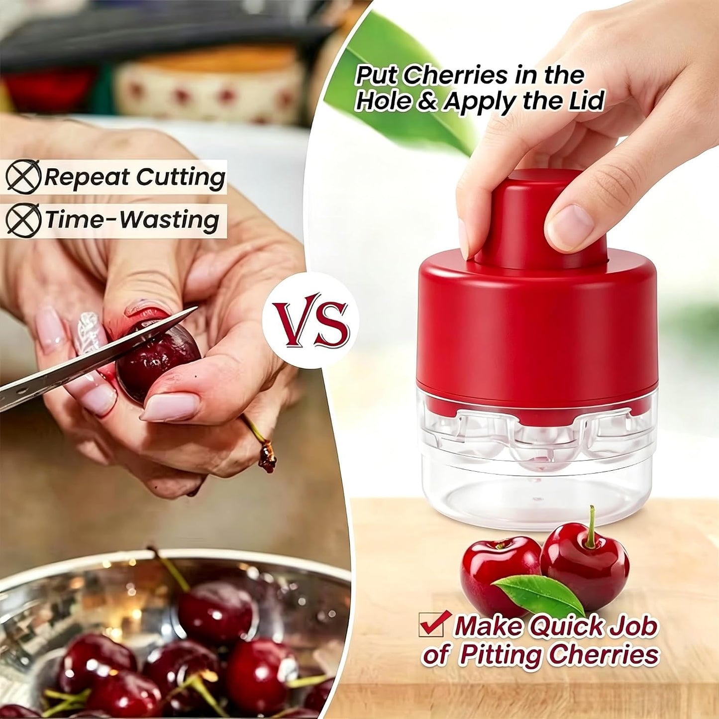 Cherry Pitter - Olive And Other Fruit Tools, Cherry Pitter With a Space-Saving Lock(BLACK)