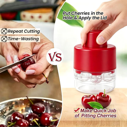 Cherry Pitter - Olive And Other Fruit Tools, Cherry Pitter With a Space-Saving Lock(BLACK)