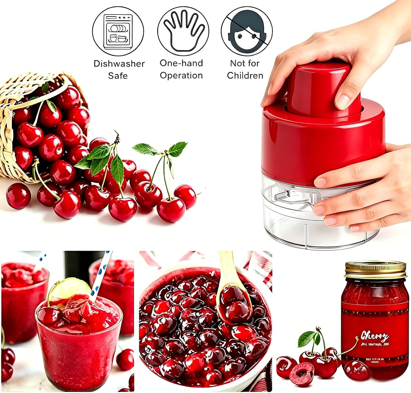 Cherry Pitter - Olive And Other Fruit Tools, Cherry Pitter With a Space-Saving Lock(BLACK)