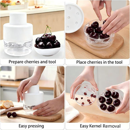 Cherry Pitter - Olive And Other Fruit Tools, Cherry Pitter With a Space-Saving Lock(BLACK)