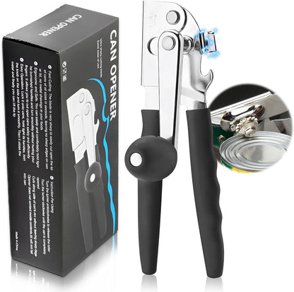 Manual Can Opener Heavy Duty Stainless Steel Commercial Can Opener Handheld Smooth Edge for Seniors for Kitchen Restaurant for Big Cans