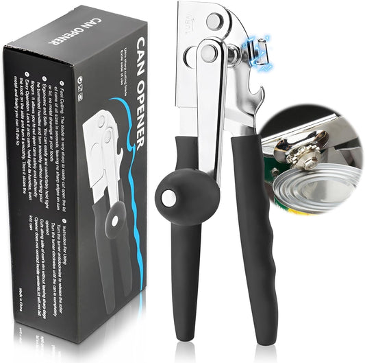 Manual Can Opener Heavy Duty Stainless Steel Commercial Can Opener Handheld Smooth Edge for Seniors for Kitchen Restaurant for Big Cans