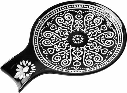 Ceramic Spoon Rest, Cooking Spoon Holder for Kitchen Counter/Stove Top/Dining Table Modern Farmhouse Decorative, Large (Blue)
