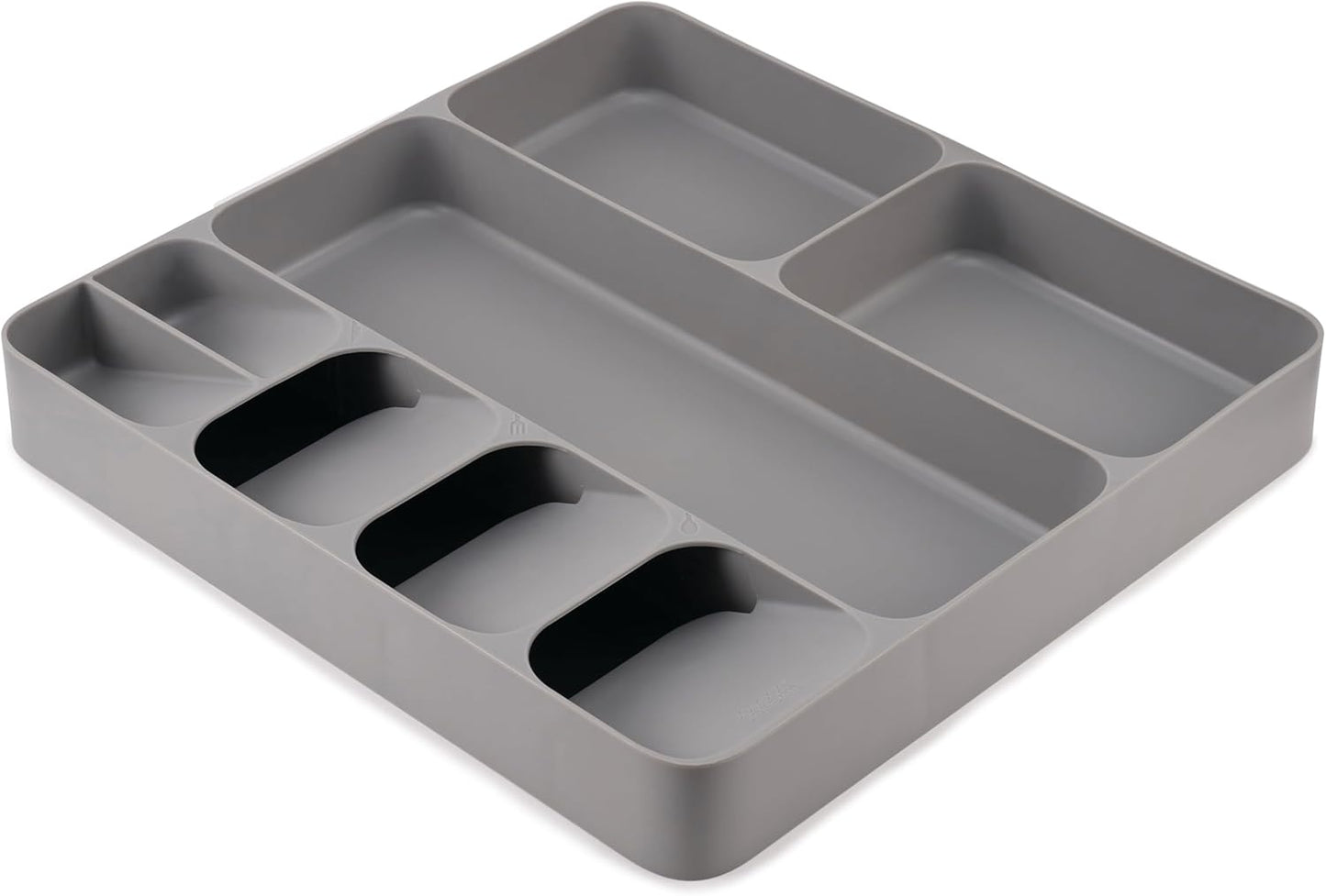 DrawerStore Compact Utensil Organizer For Kitchen Drawer Silverware, Flatware Tray, Small, Grey
