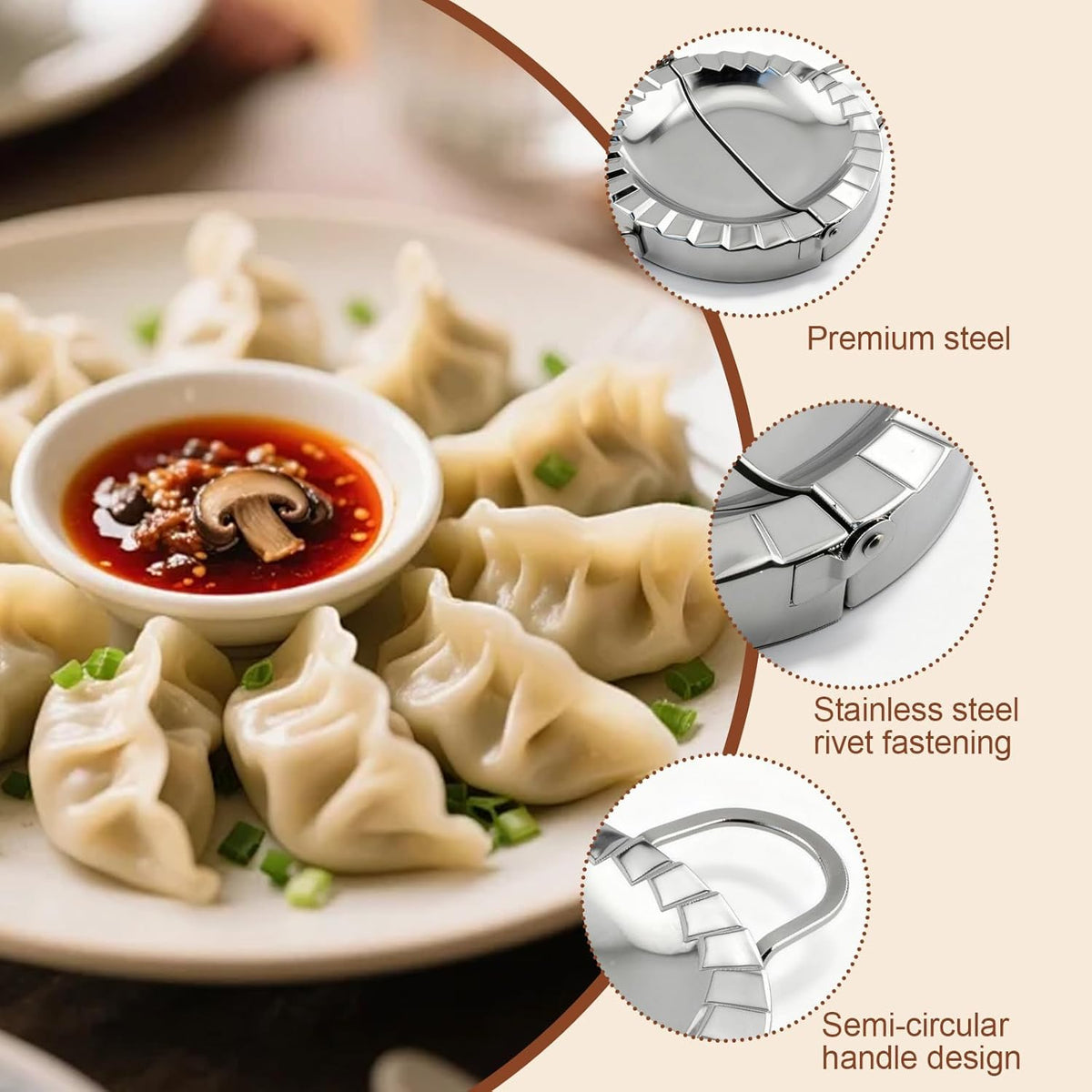 6-Inch Stainless Steel Empanada Press & Dumpling Maker – 2-in-1 Dough Cutter & Mold for Empanadas, Dumplings, Ravioli, Pierogi, & Hand Pies