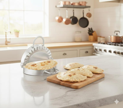 6-Inch Stainless Steel Empanada Press & Dumpling Maker – 2-in-1 Dough Cutter & Mold for Empanadas, Dumplings, Ravioli, Pierogi, & Hand Pies