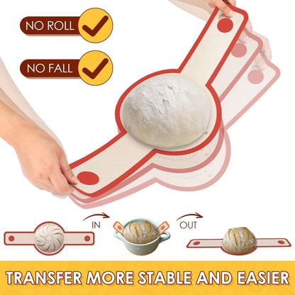 2 Pcs Silicone Bread Sling for Dutch Oven, 0.7MM Thickened Heat Resistant to 500°F Non-Stick Baking Mat with Long Handle Easy to Transfer Sourdough Bread, Dutch Oven Liners Baking Supplies