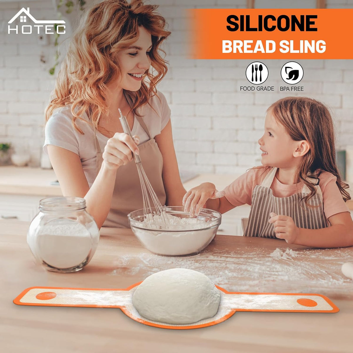2 Pcs Silicone Bread Sling for Dutch Oven, 0.7MM Thickened Heat Resistant to 500°F Non-Stick Baking Mat with Long Handle Easy to Transfer Sourdough Bread, Dutch Oven Liners Baking Supplies