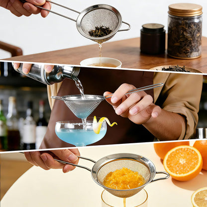 4PCS Fine Mesh Strainer, Stainless Steel Small Tea Cocktail Drink Strainers for Kitchen and Bar