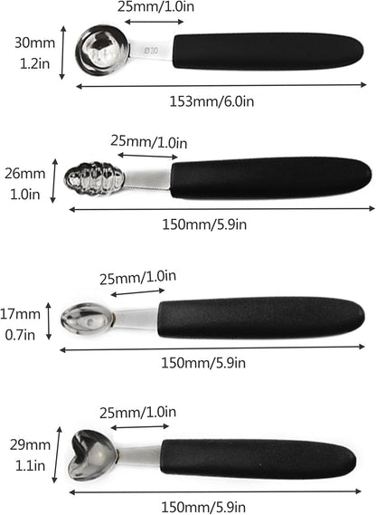 7Pcs Fruit Melon Baller Ice Cream Scoop Smooth Round Watermelon Scooper