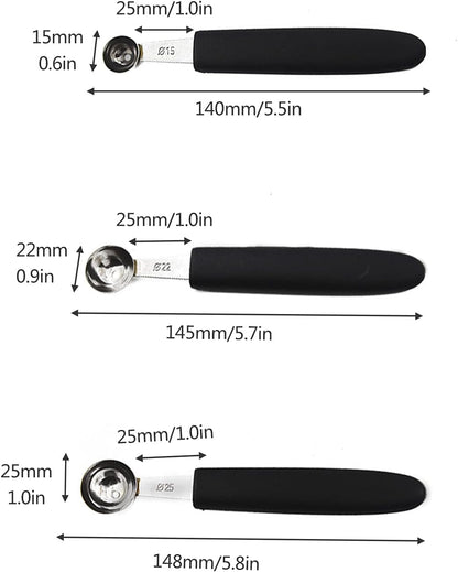 7Pcs Fruit Melon Baller Ice Cream Scoop Smooth Round Watermelon Scooper