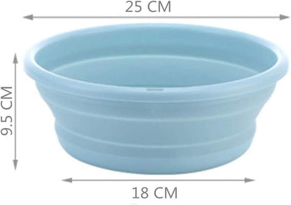 10" Multi-Purpose Collapsible Dish Tub Bowl BPA-Free Round Lightweight Collapsible Wash Basin (Blue)