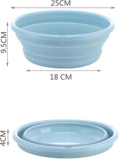 10" Multi-Purpose Collapsible Dish Tub Bowl BPA-Free Round Lightweight Collapsible Wash Basin (Blue)
