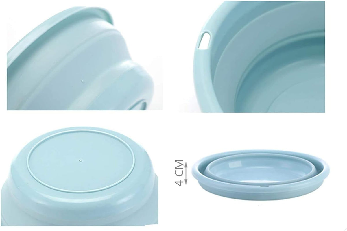 10" Multi-Purpose Collapsible Dish Tub Bowl BPA-Free Round Lightweight Collapsible Wash Basin (Blue)