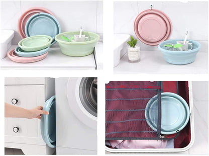 10" Multi-Purpose Collapsible Dish Tub Bowl BPA-Free Round Lightweight Collapsible Wash Basin (Blue)