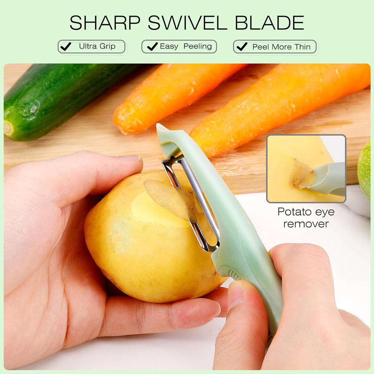 Upgrade Potato Peeler for Kitchen, 6PCS Stainless Steel Vegetable Peeler, I and Y Veggie Food Peeler for Apple Fruit Carrot Zucchini Cucumber,Good Grip Makes Peeling Very Easy