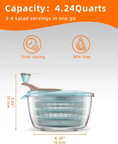 Salad Spinner, 4.24 Quart Lettuce Spinner, Vegetable Spinner