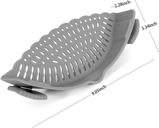 2 Pack Clip-On Silicone Strainer for Ramen Noodles & Pasta - Foldable, Fits All Pots & Pans, Dishwasher Safe, Heat Resistant