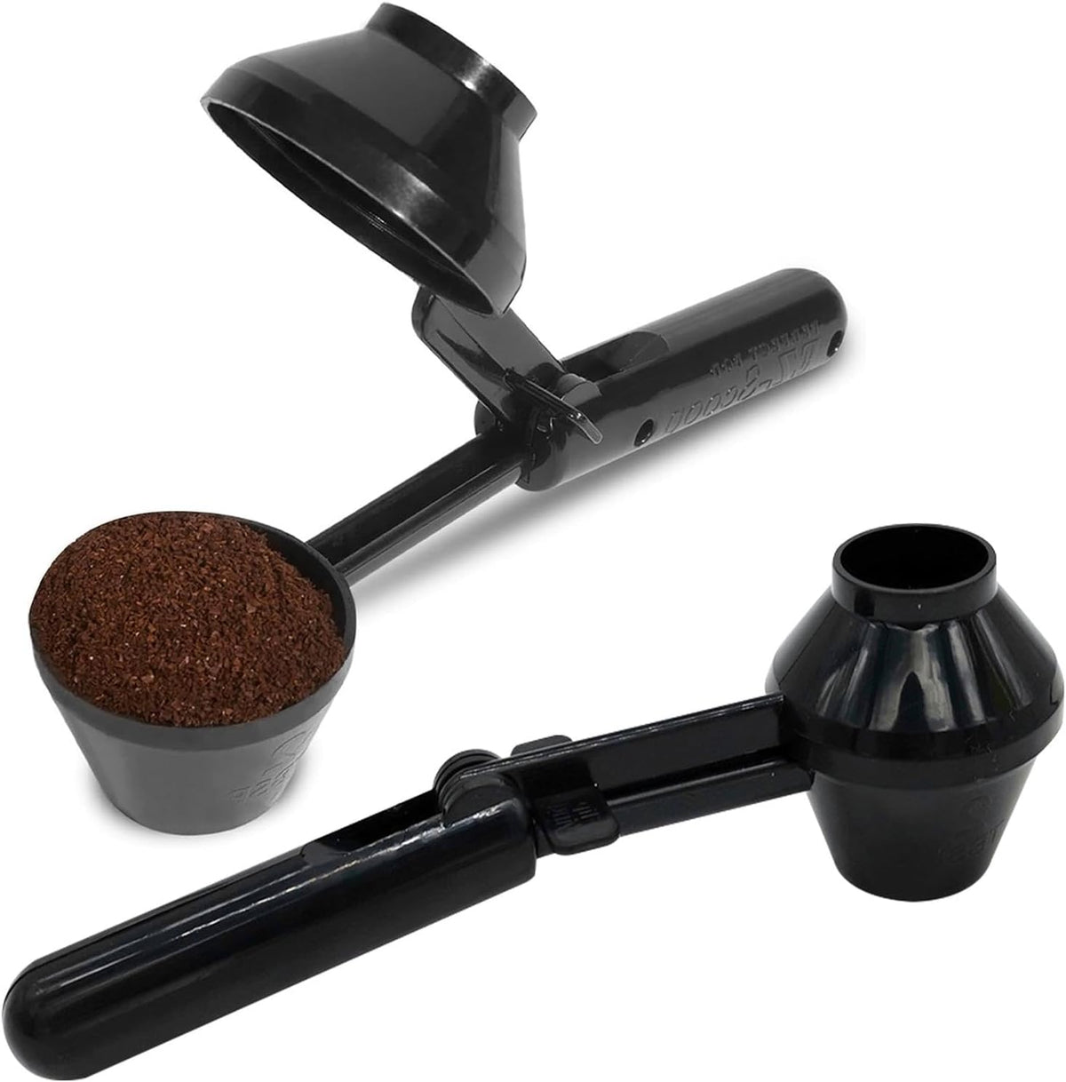 2PCS Coffee Measuring Scoop & Funnel, Refillable Ground Coffee Measuring Funnel Scooper with Long Handle Measure Spoon For Reusable K Cup Espresso Protein Powder Grinding Pressing