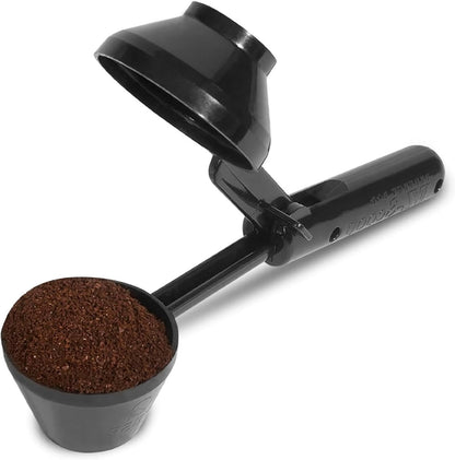 2PCS Coffee Measuring Scoop & Funnel, Refillable Ground Coffee Measuring Funnel Scooper with Long Handle Measure Spoon For Reusable K Cup Espresso Protein Powder Grinding Pressing