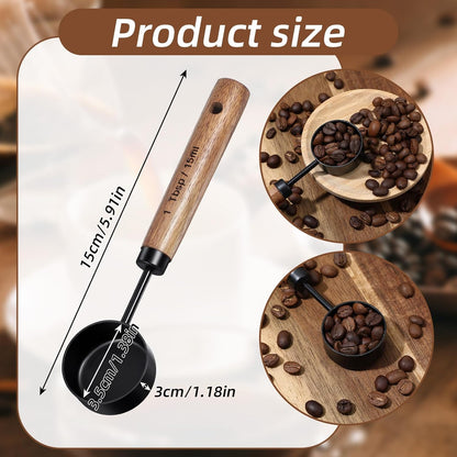 1 Tablespoon Scoop Stainless Steel Coffee Measuring Spoon Coffee Scoop for Ground Coffee Walnut Handle 15 Ml Teaspoon Scoop Perfect for Coffee, Tea