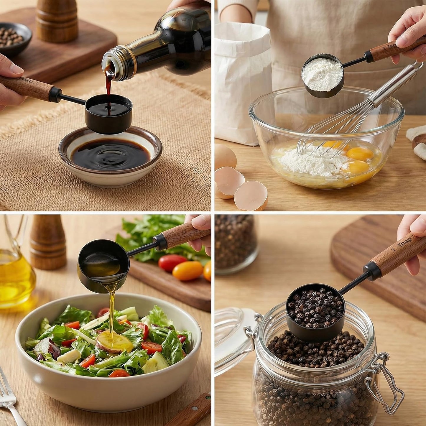 1 Tablespoon Scoop Stainless Steel Coffee Measuring Spoon Coffee Scoop for Ground Coffee Walnut Handle 15 Ml Teaspoon Scoop Perfect for Coffee, Tea