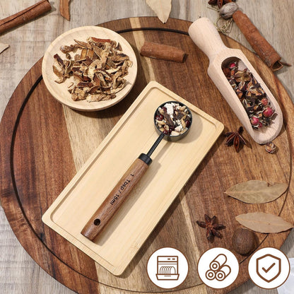 1 Tablespoon Scoop Stainless Steel Coffee Measuring Spoon Coffee Scoop for Ground Coffee Walnut Handle 15 Ml Teaspoon Scoop Perfect for Coffee, Tea