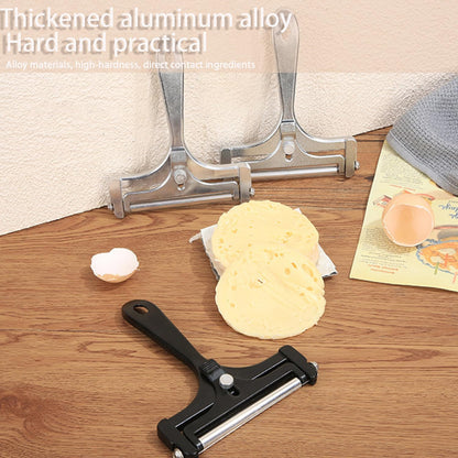 Adjustable Cheese Slicer, Silver | 4 Extra Replacement Wires, Heavy Duty Aluminum, Easy to Replace, Handheld Steel