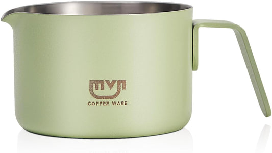 Espresso Measuring Cup with Handle – 3oz Espresso Shot Cup for Coffee Bar Accessories, 304 Stainless Steel Pouring Cups, Small Metal Coffee Cup for Home (Green)